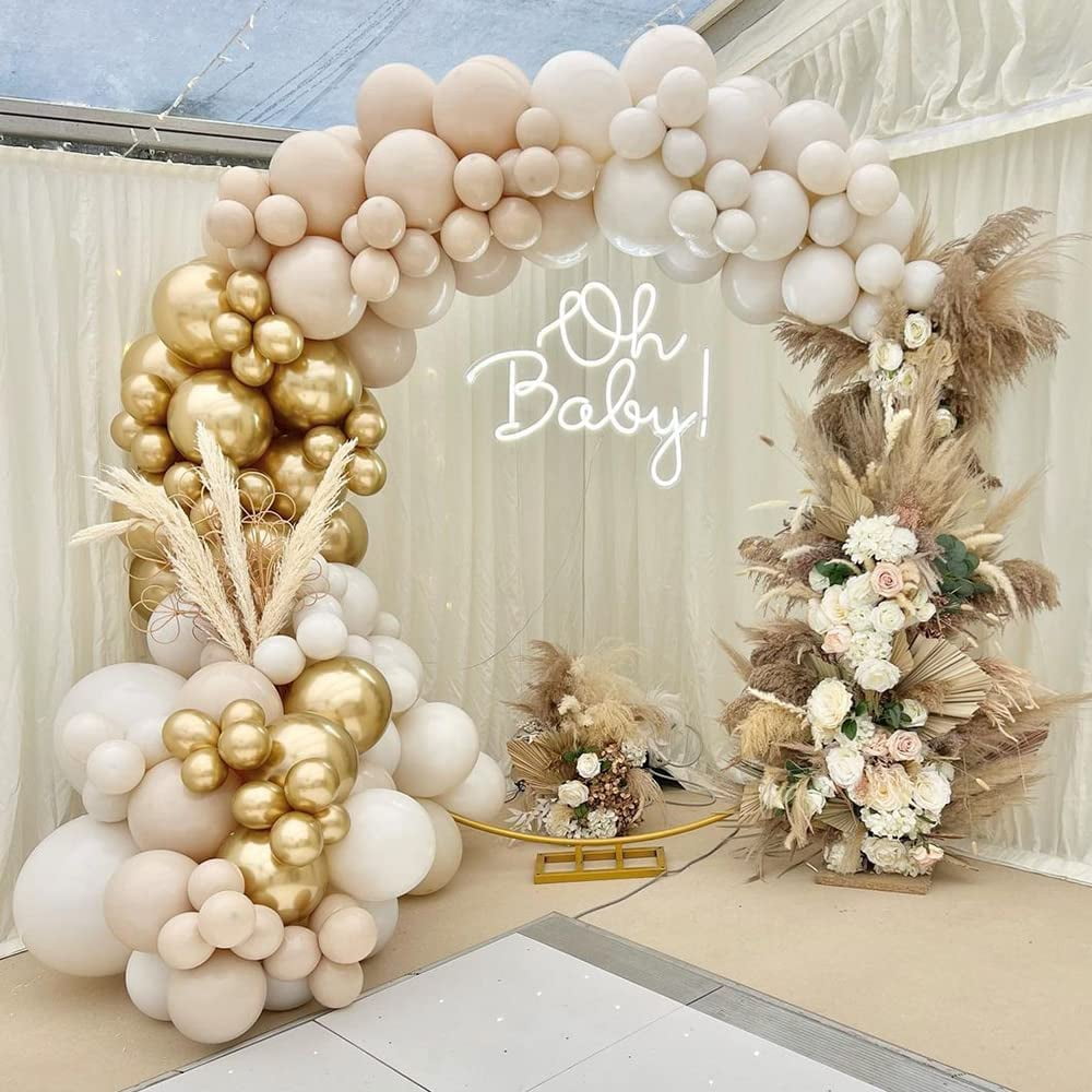 Gold & White Party Decor, Soft Neutral Balloon Garland, Balloon Party –  Swanky Party Box
