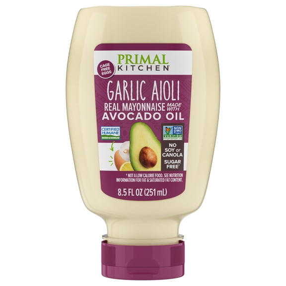 Primal Kitchen Garlic Aioli Squeeze Mayo, 8.5 fl oz Bottle