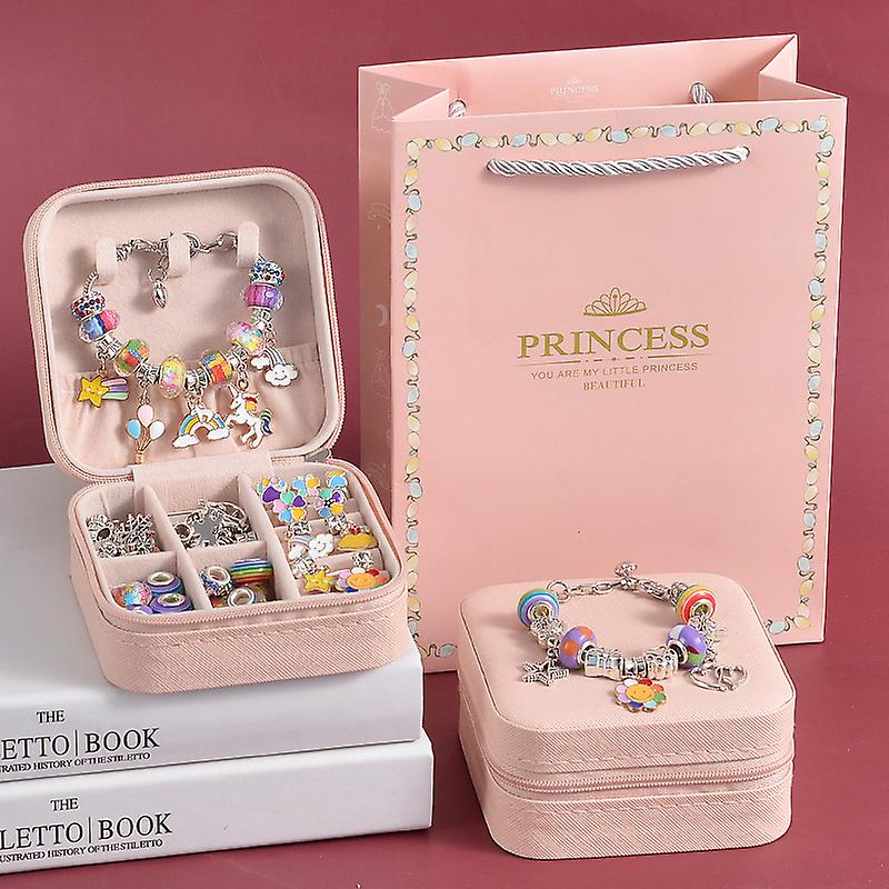 Kit Para Hacer Pulseras – 66 Piezas (Cuentas, Colgantes, Cadenas), Para Niñas, Manualidades Creativas, Ideal Como Regalo