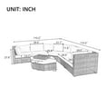 thumbnail image 6 of Patio Rattan Sofa Set, 6 Pieces Outdoor Sectional Furniture Set with Cushions and Small Trays, All-Weather PE Rattan Wicker Conversation Set for Patio Garden Poolside Deck, Gray, 6 of 9