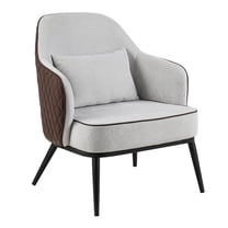 Furniture of America Alto Fabric and Faux Leather Accent Chair in Gray