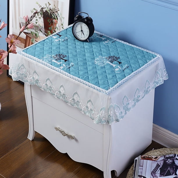 Xiao Hua Mantel de noche, mantel de mesa de té, mantel multiusos, mantel pequeño, funda antipolvo con borde de encaje, 50 x 40 cm (azul)