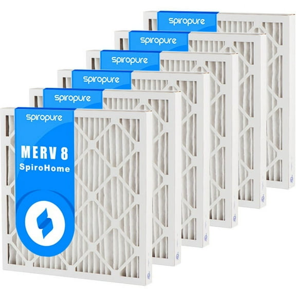 SpiroPure 18.18X21.38X2 MERV 8 Pleated Air Filters - Made in USA (6 Pack)