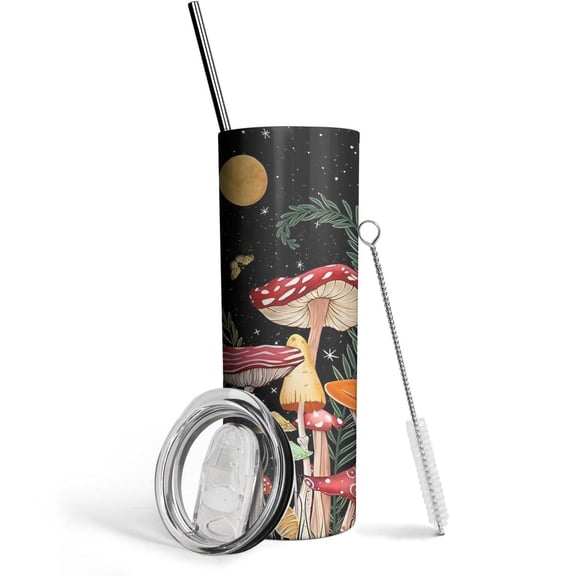 Mushroom 20 Oz Insulated Stainless Steel - Double Wall Vacuum Insulated Tumbler- Insulated Travel Coffee Mug