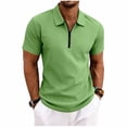 thumbnail image 2 of Ceisia Man Solid-Color Casual Short Sleeved Half-buttoned Open Mens Shirts Casual Short Sleeved White T Shirts For Men Tops Men Sleeved Ha Green S Gifts for Father, 2 of 8
