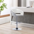 thumbnail image 6 of PU Leather Bar Stools, Adjustable Height 24."-32.25, Swivel Barstools with Back & Footrest, Upholstered Bar Chairs for Kitchen Island, Dining Room, Home Bar (White, Silver Base), 6 of 10
