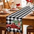 thumbnail image 5 of Christmas Red Truck Table Runner 48 Inches Long Farmhouse Dress Scarves, Xmas Tree Bow Farm White Black Plaid Dining Tablerunner for Coffee Table/Kitchen Island/Party Décor, 13" x 48", 5 of 8