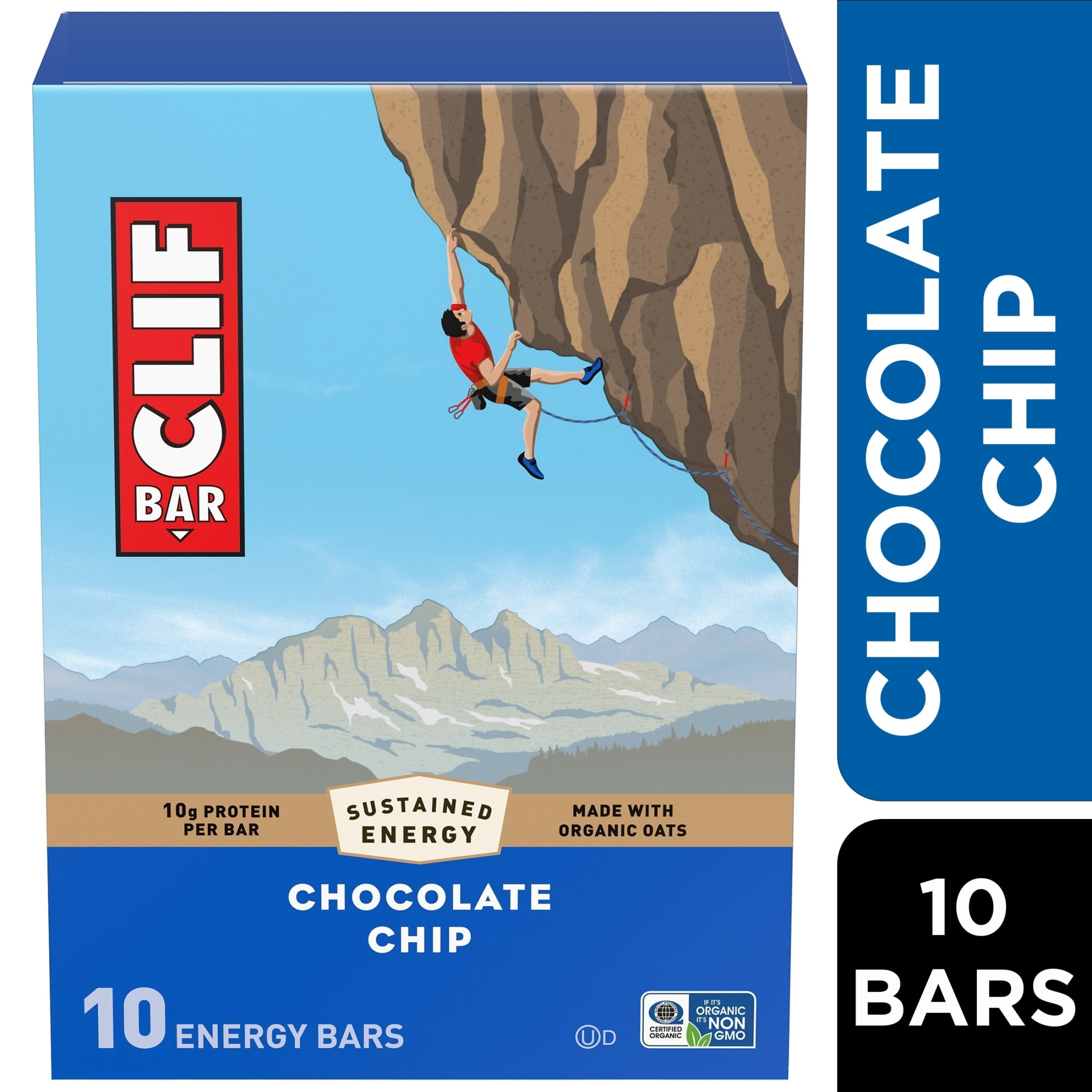 (4 pack) CLIF BAR Energy Protein Bars, Chocolate Chip, 10 Pack