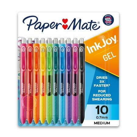 Paper Mate InkJoy Gel Pens, Medium Point (0.7 mm), Assorted Colors, 10 Count