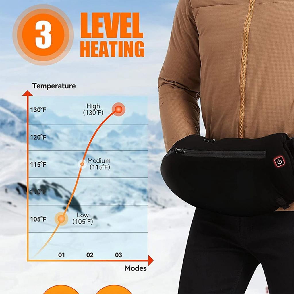 Osdhezcn Rechargeable Electric Heated Hand Warmer Muff Adjustable Belt Fast Heating Pouch
