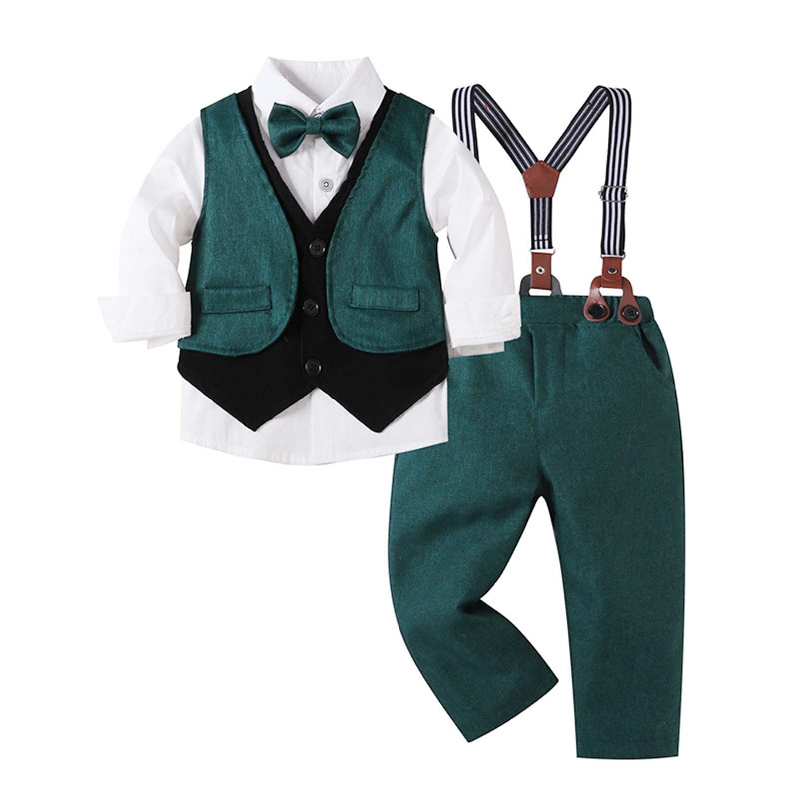 Generisch Costume De Baptême Garçon 62 Garçons Gilet Costume 3 Pièces Tenue Smoking Ensemble Pour Enfants Costume Formel Pour Garçon Avec Gilet Et Pantalon Pull, Beige, 12-18 Mois