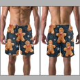 thumbnail image 3 of luoweisi Men's Beach Shorts Quick Dry Swim Trunks with Mesh Lining Christmas Gingerbread Man M, 3 of 5