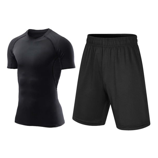 Conjuntos de blusas y camisas de cuello redondo y manga corta para niños, conjunto deportivo para primavera/verano, baloncesto, fútbol, entrenamiento, capa base de secado rápido, ropa deportiva térmic
