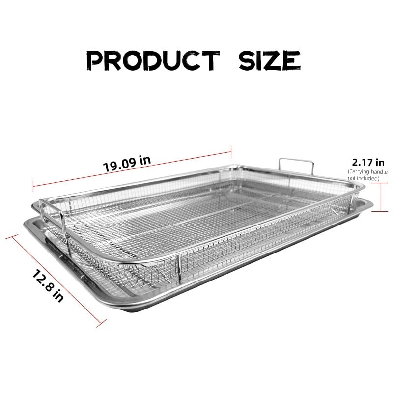 LQQBOX Air Fryer Basket for Oven, 19.09'' x 12.8'' Extra Large Air Fryer Basket and Pan, Stainless Steel Oven Air Fryer Basket and Tray