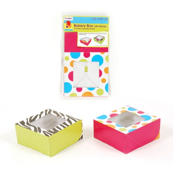 1 Bakery Box With Sticker And Cupcake Holder For 4 6.25X6 ...