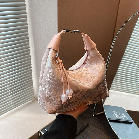 IELGY new Chinese beaded handbag, fashionable foreign style velvet cloud bag, versatile shoulder messenger bag