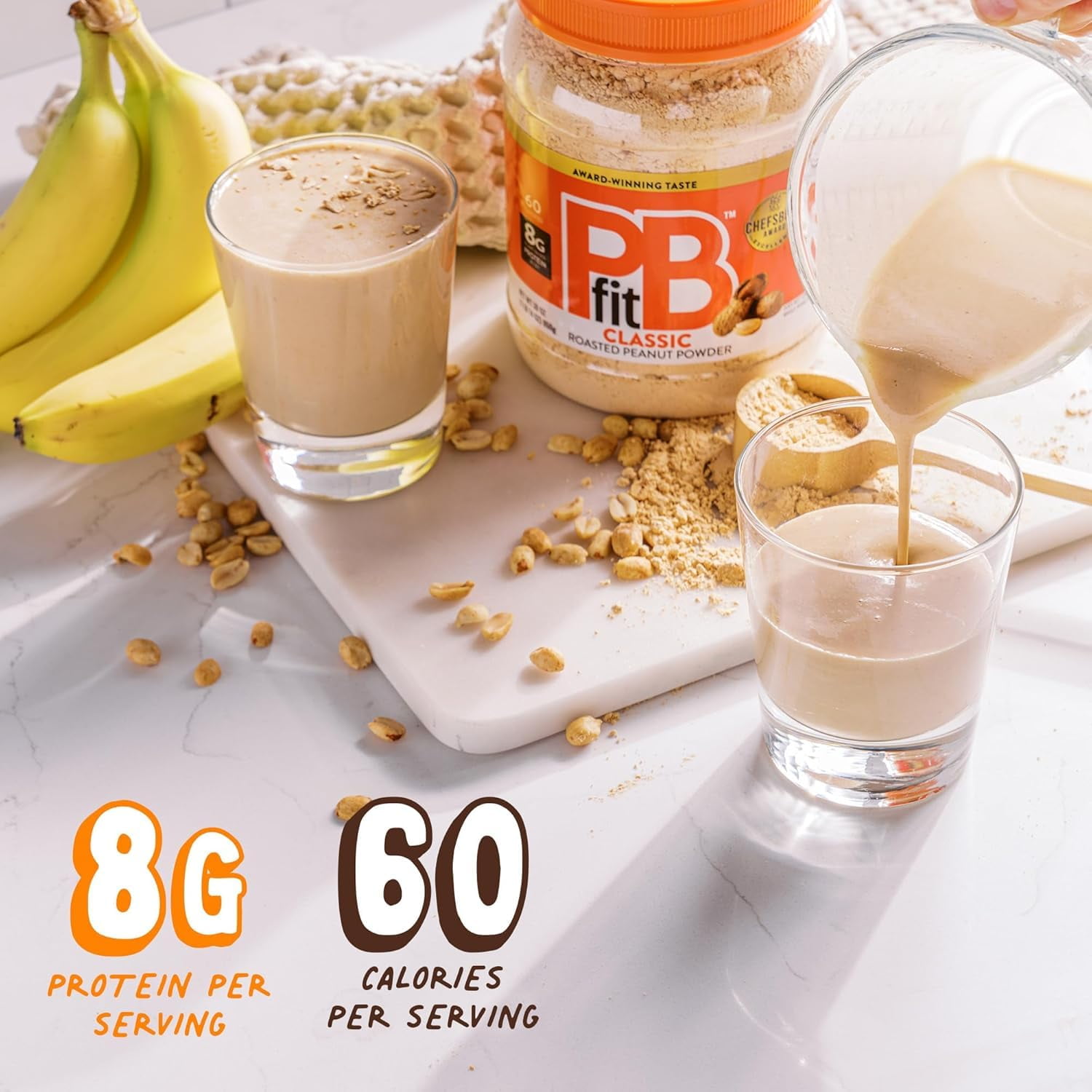 PBfit All-Natural Peanut Butter Powder, Powdered Peanut Spread From Real Roasted Pressed Peanuts, 8g of Protein, 30 Ounce (Pack of 1)