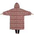 thumbnail image 2 of Oversized Wearable Blanket Hoodie,Red Christmas Reindeer Pattern Sherpa Blanket Hoodie with Super Pockets,Super Warm Fuzzy Pullover for Women & Men, 2 of 6