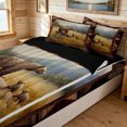 thumbnail image 3 of Manfei Jungle Bear Family Zipper Full Size Comforter Sets with Fitted Sheet and 2 Pillowcases, Woodland Animal Zipper Bedding Set, Brown, Black Reversible, 4pcs, 3 of 7
