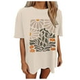 thumbnail image 3 of Oversized T Shirts for Women Short Sleeve Crewneck Graphic Tees Summer Casual Vacation Beach Tops Khaki XL, 3 of 5