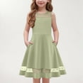 thumbnail image 2 of Mevxay Girls Elegant Dresses Sleeveless Round Neck A-line Party Dance Graduation Mesh Dress Size 5-12 Green, 2 of 9