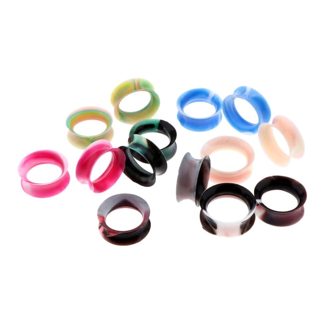 Esquirla 7 Pairs Mixed Color Silicone Gel Ear Piercing Tunnel Gauge Expander - 18mm 18MM