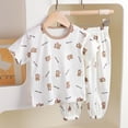 thumbnail image 2 of felwors Girls Short Sleeve Tee and Pants Pajama Set, 2-Piece(Coffee,2-3 Years), 2 of 3