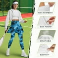 thumbnail image 6 of COEQINE Women Comfy Tennis Skirted Legging with Pockets Ruffle Pleated Elastic Fashion Golf Skirts with Leggings Blue Black Tie-Dye and Spot Print Full Length Yoga Pants, 2XL, 6 of 7