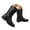 Black, variant on Mepaouo Western Mid Calf Boots for Women Round Toe Motorcycle Riding Booties Casual Buckle Pull on Boot