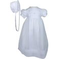 thumbnail image 6 of Baby Girls White Organza Sheer Flowers Bonnet Christening Dress Outfit, 6 of 7