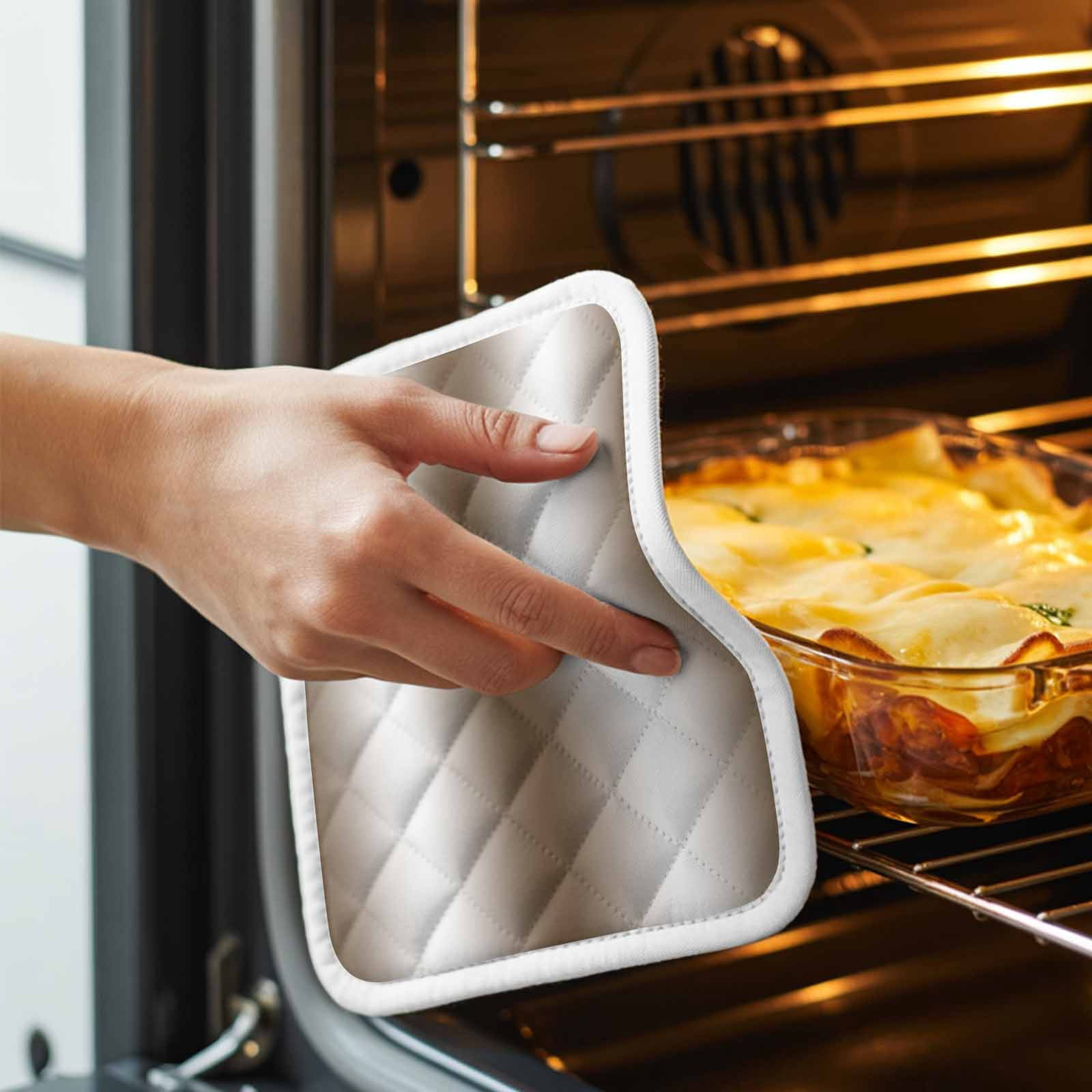 Brown White Ombre Pot Holders for Kitchen Heatproof Potholder, 2 Pack Vintage Minimalist Country Gradient Hot Pads Multipurpose Oven Pads Cloth Potholders Trivet for Cooking and Baking
