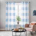 thumbnail image 5 of Blue Checkered Kitchen Curtains 84 Inch Length, Blue White Buffalo Plaid Grommet Top Bedroom Living Room Curtains, Light Filtering Cafe Curtain Drapes 2 Panels Set 84''x84'', 5 of 9