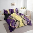 thumbnail image 4 of Feelyou Adult Abstract Ombre Twin Bedding Sets 7-Piece, Yellow Purple Gradient Stripes Bedding Comforter Set, Boho Modern Art Reversible Sheet Sets, Microfiber Bedroom Decor, 4 of 9