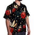 thumbnail image 2 of Seven Starred Ladybird Men's Short Sleeve Beach Shirts Poplin Spread Collar Tops Casual Printed Button Down Summer Unisex, 2 of 6