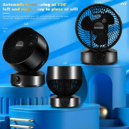 

Tangnade Portable Desk Wired Fans 3 Speeds 28W Silent Mode Air Circulator Fan