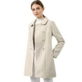 thumbnail image 1 of INSPIRE CHIC Women's Turn Down Collar Double Breasted Mid Length Overcoat, 1 of 7
