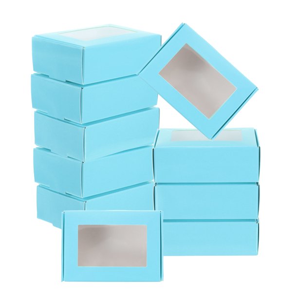 Cajas Rectangulares de Papel Kraft Uxcell con Ventana, Paquete de 30 Cajas de Regalo para Fiesta de Caramelos, Azul