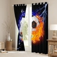 thumbnail image 3 of Homewish Football Soccer Black Out Curtains,Ball Sport Game Curtains Pack of 2 (42x63 Each),Black Orange White Bedroom Curtains For Teens,Luxury Bedroom Decor, 3 of 6