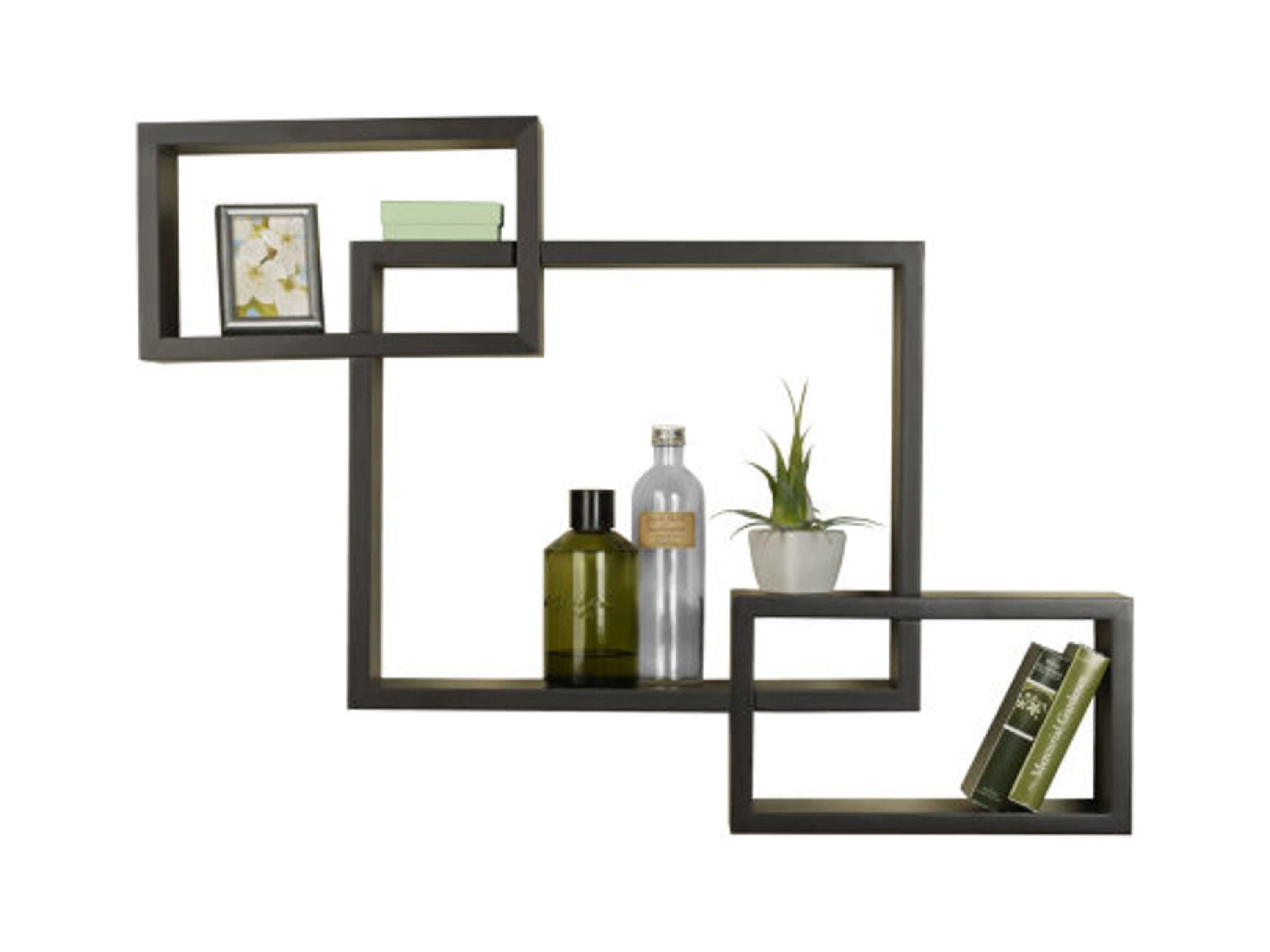 Melannco Set of 3 Interlocking Floating Wall Mount Shelves in Espresso