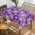 thumbnail image 2 of Halloween Tablecloth 60x84 Inch Rectangular, Spider Web Pattern Cobweb Scary Themed Washable Table Cover for Party Picnic Dinner Decor Purple, 2 of 6