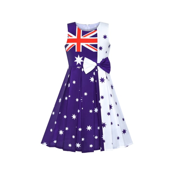 Girls Dress Australia National Flag National Day Color Contrast 4 Years