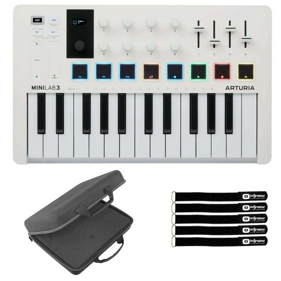 Arturia MINILAB-3-WHITE Keyboard Controller with Multipurpose Padded Utility Case Package