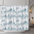 thumbnail image 3 of Blue Forest Shower Curtain Botanical Trees Plants Leaves Aesthetic Decorative Shower Curtains for Home Bathtubs Bathroom Decor Polyester Waterproof Fabric with Hooks 84x72 Inches, 3 of 6