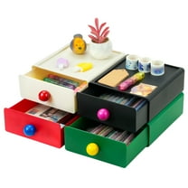 4Pcs Colorful Desk Organizer, Stackable Desktop Storage Box with Drawer, Large Desk Drawer Organizer with Cute Handle, Plastic Makeup Storage Drawer, Desk Organizer and Accessories for Home Office