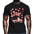 thumbnail image 2 of Camisetas para hombre, camiseta de algodón con cuello redondo y diseño de camión de amor para San Valentín, camiseta de manga corta para hombre con diseño de coche de amor con corazón., 2 of 8