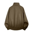 thumbnail image 5 of RongHuan Men Classic Bomber Jacket Full Zip Long Sleeve Jackets Stand Collar Solid Color Coat Fall Winter Casual Outerwear, 5 of 9