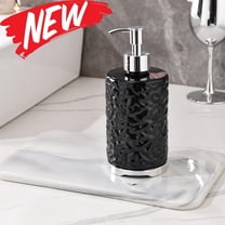 Qocolhg 14.2 oz Modern Hand Soap Dispenser Bottle Body Wash Dispenser, Refillable Liquid Soap Pump for Bathroom Kitchen Laundry Hotel, Durable Plastic Glass with Round Ripple Design, Black