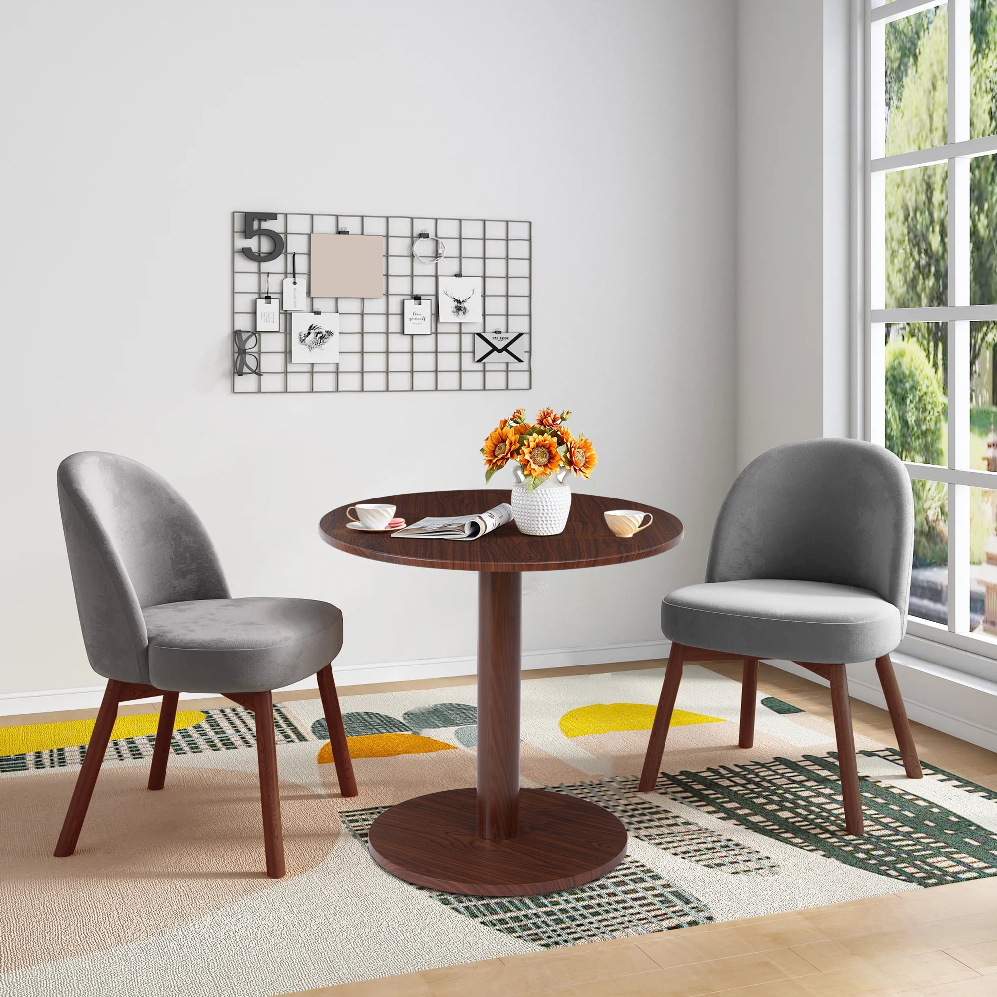 PHOYAL 31.5" MDF Round Dining Table for Kitchen Small Space Apartment, Small Round Dining Table for 2, Tulip Style Pedestal Dining Tables, Walnut