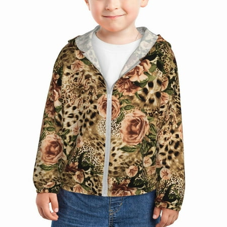 

Lukts Animal Leopard Print Children s Long-Sleeved Sun Protection Clothing Hooded Sweatshirts for Boys and Girls Outdoor Sports-5 Years