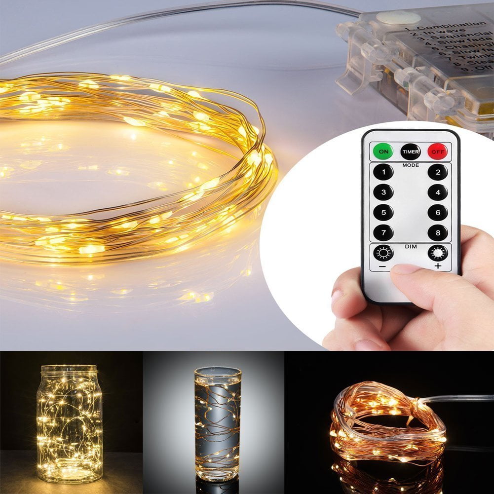 Kohree Fairy String Lights Battery Operated Waterproof Timer Remote Kohree Fairy String Lights Battery Operated Waterproof Timer Remote Control 100 Led 33ft Copper Wire